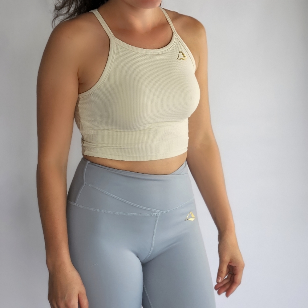 Women's  Sportsbra | S-XL Ribbed Cup Insert . Crop Top